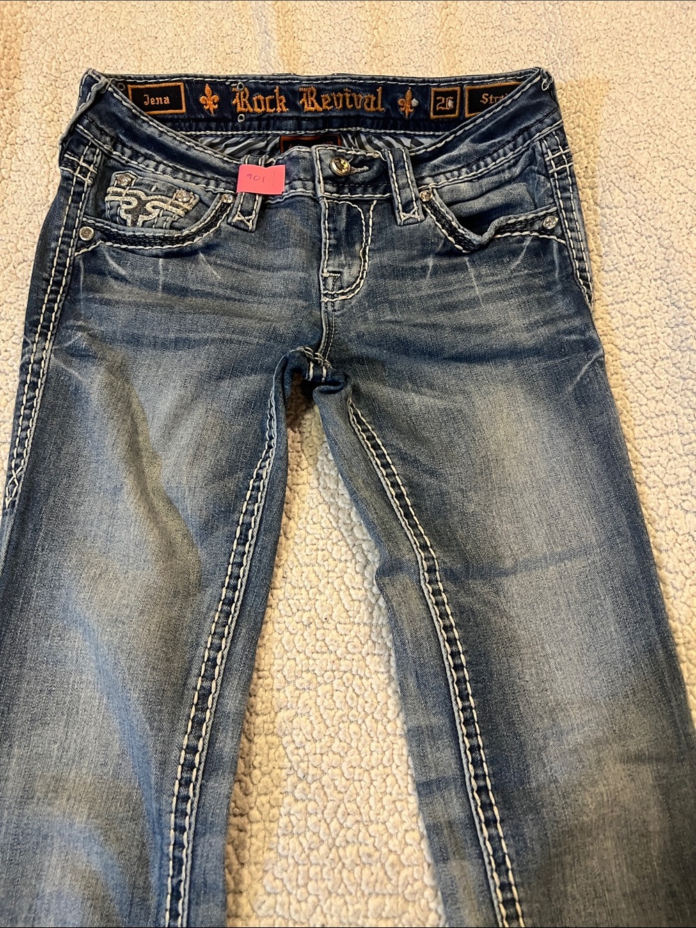 Rock Revival Straight Leg Women's Jeans in Washed Blue